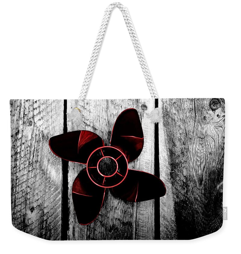 Actuation Weekender Tote Bag featuring the photograph New Prop Old Wood by David Andersen