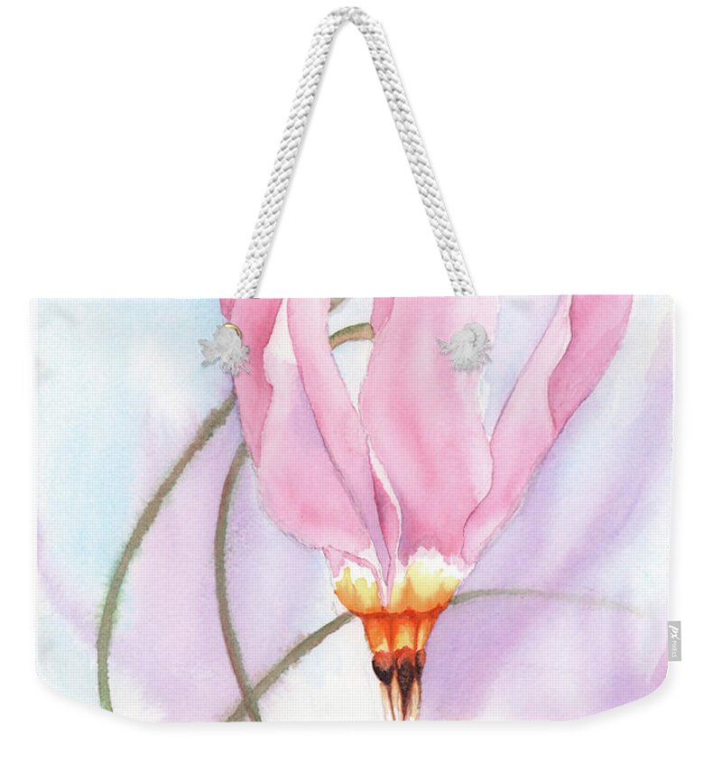 Dodecatheon Weekender Tote Bag featuring the painting New Star by Hilda Wagner