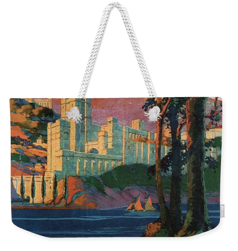 New York Weekender Tote Bag featuring the mixed media New York Central Lines - West Point - Retro travel Poster - Vintage Poster by Studio Grafiikka