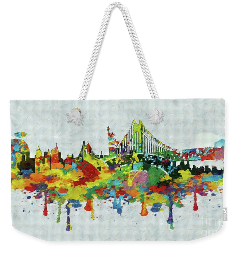 New York Weekender Tote Bag featuring the painting New York City Panorama by Stefano Senise