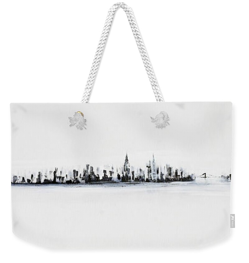Original Weekender Tote Bag featuring the painting New York City Skyline Black And White by Jack Diamond