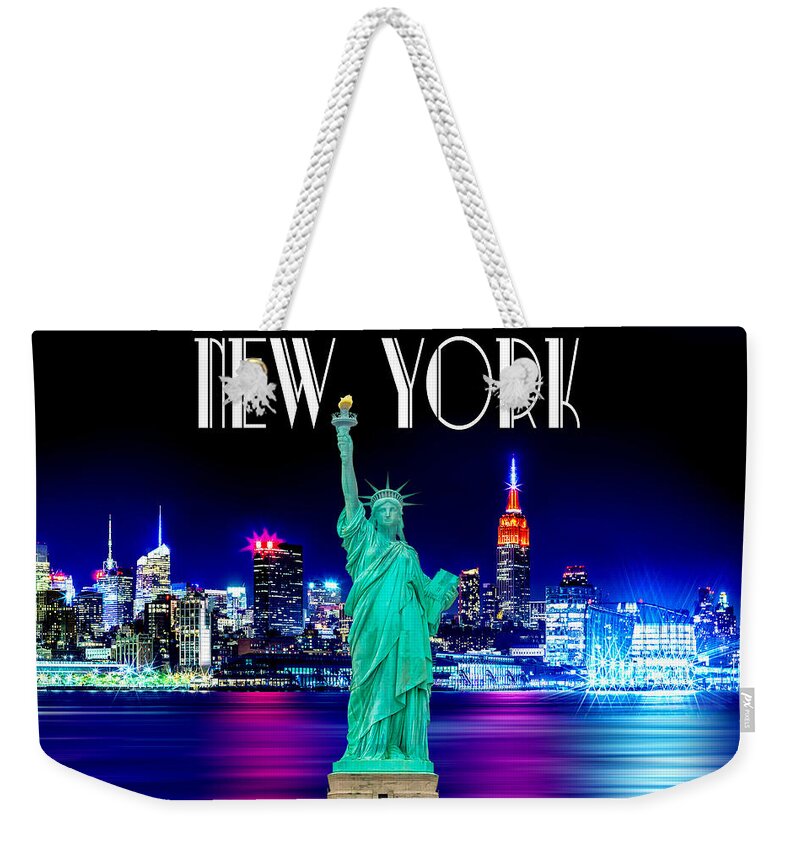 New York City Skyline Weekender Tote Bag featuring the photograph New York Shines by Az Jackson
