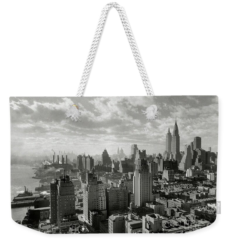Times Square Weekender Tote Bag featuring the photograph New your City Skyline by Jon Neidert