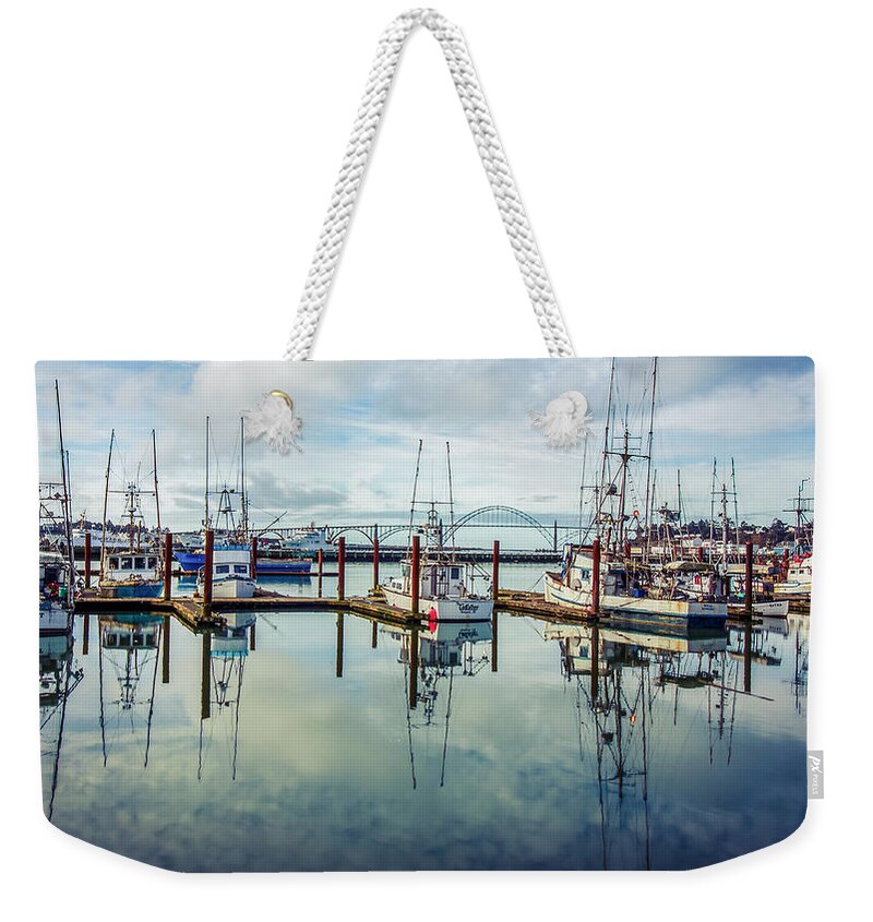 Newport Oregon Weekender Tote Bag featuring the photograph Newport Boats 2 by Catherine Avilez