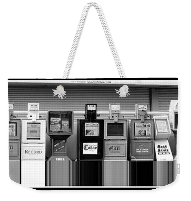 News Weekender Tote Bag featuring the photograph News Stands by Farol Tomson