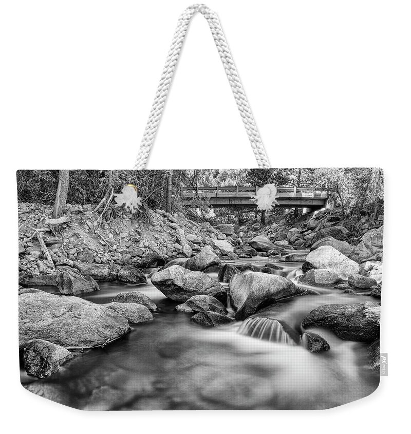 Canyon Weekender Tote Bag featuring the photograph Next Crossing In Black and White by James BO Insogna