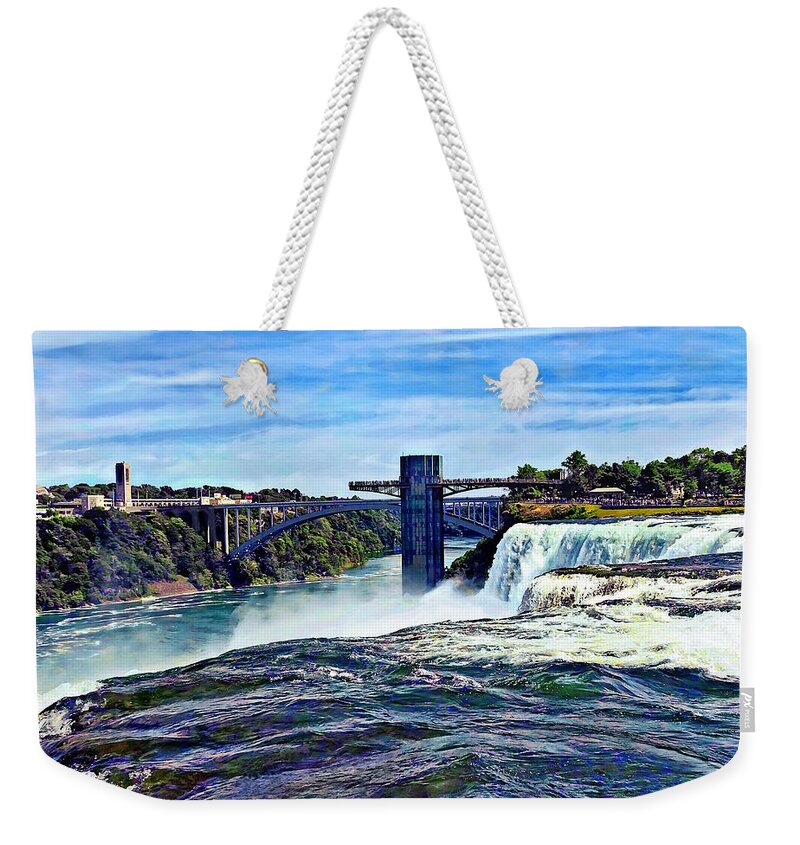 Niagara Falls Weekender Tote Bag featuring the photograph Niagara Falls NY - Prospect Point Observation Tower by Susan Savad