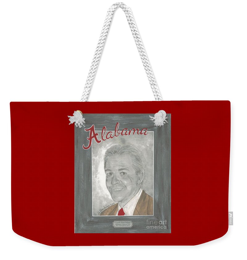  Weekender Tote Bag featuring the painting Nick Saban T-shirt by Herb Strobino
