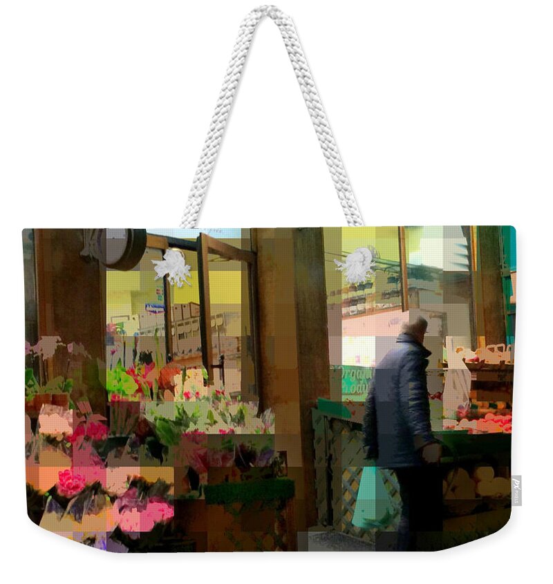 Pop Art Weekender Tote Bag featuring the photograph Night at the Grocer by Miriam Danar