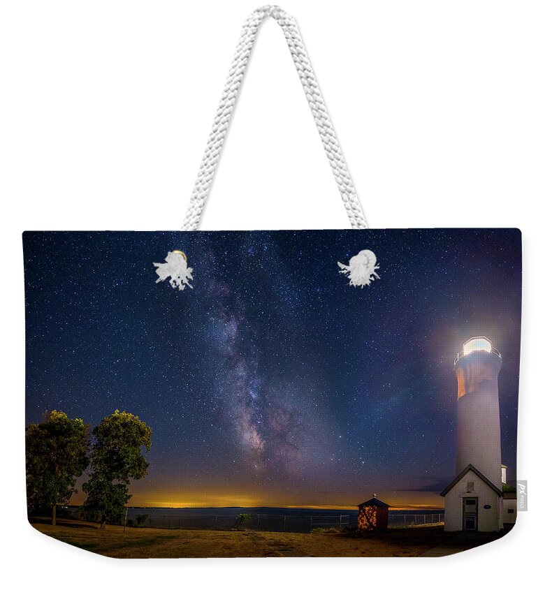 Tibbetts Point Lighthouse Weekender Tote Bag featuring the photograph Night at Tibbetts Point by Mark Papke