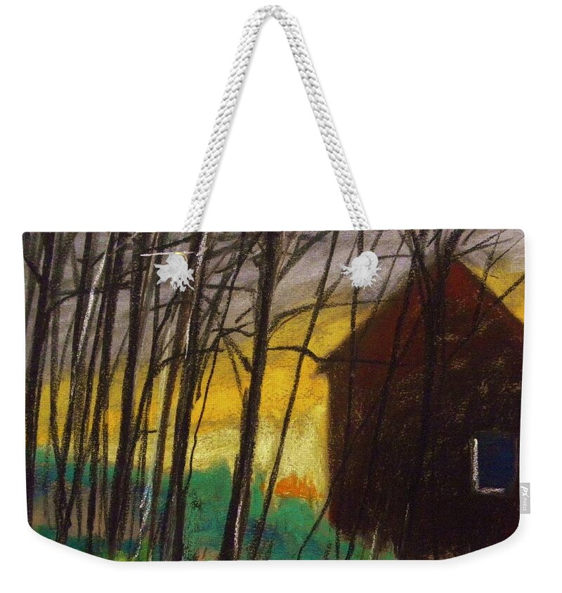 Pastel Weekender Tote Bag featuring the pastel Night Barn by John Williams