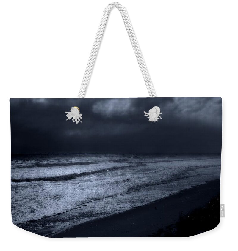 Jersey Shore Weekender Tote Bag featuring the photograph Night Beach - Jersey Shore by Angie Tirado