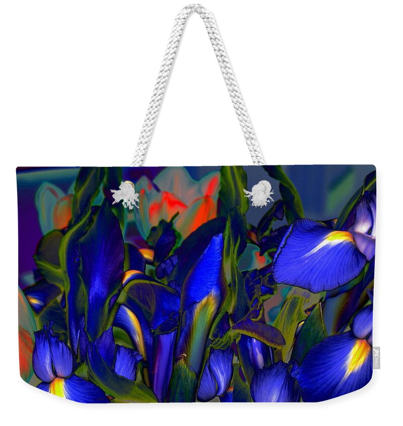 Iris Weekender Tote Bag featuring the digital art Night Bouquet by Larry Beat
