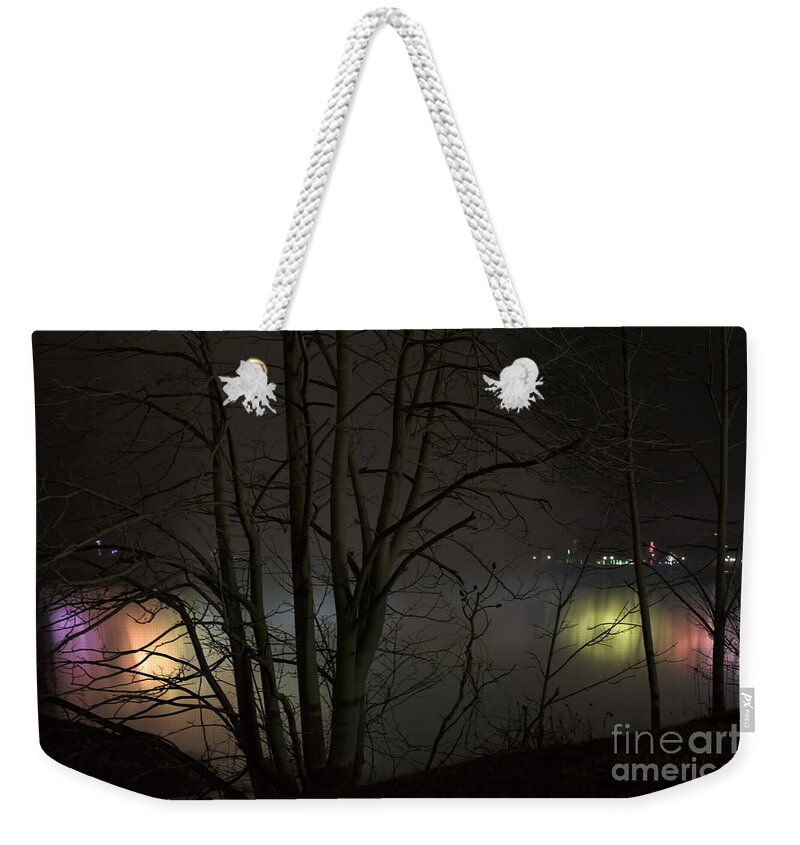 Niagara Weekender Tote Bag featuring the photograph Night Falls by Judy Wolinsky