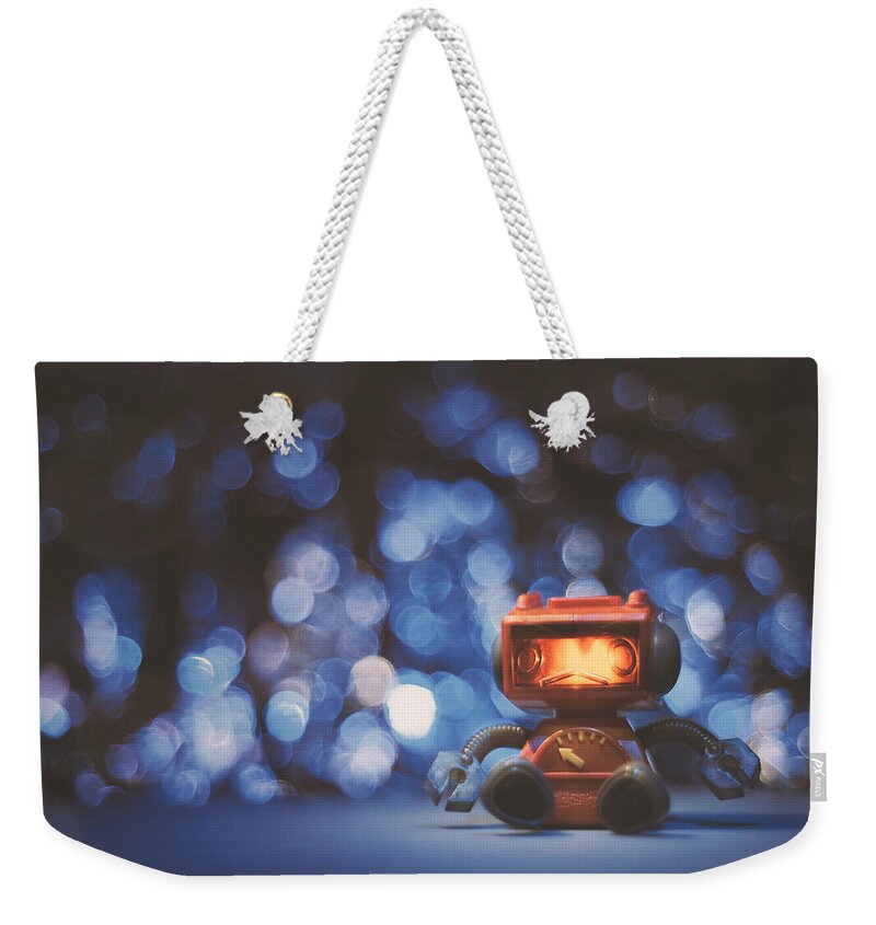Scott Norris Photography Weekender Tote Bag featuring the photograph Night Falls on the Lonely Robot by Scott Norris