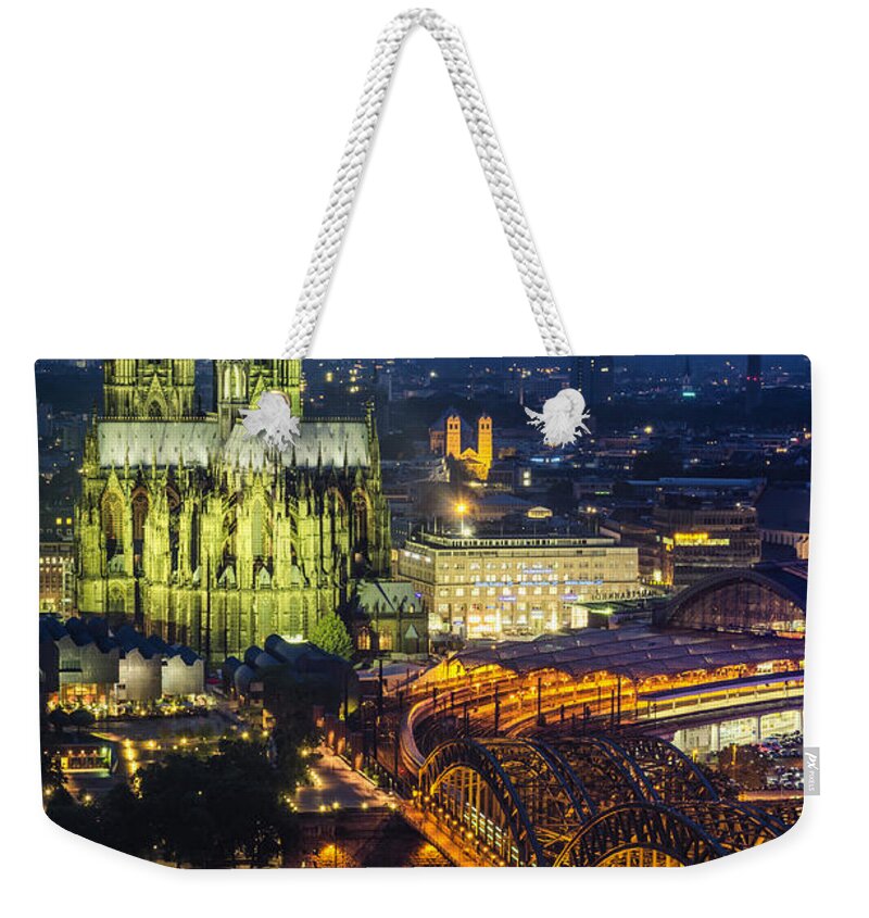Cologne Weekender Tote Bag featuring the photograph Night Falls Upon Cologne 1 by Pablo Lopez