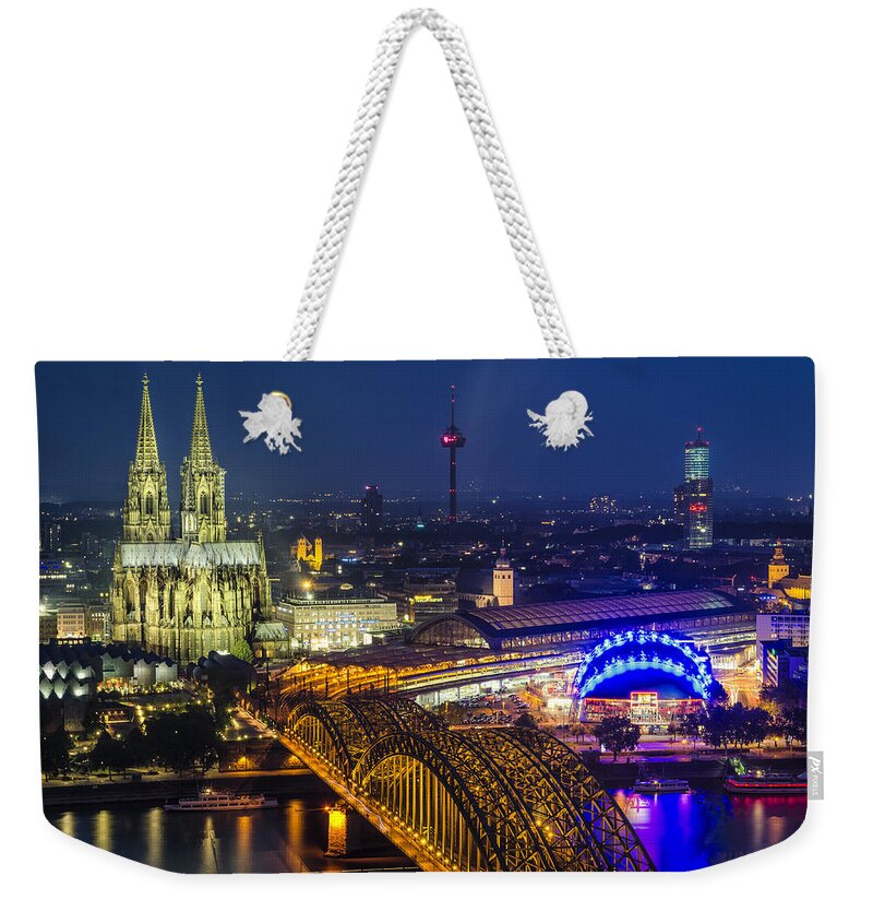 Cologne Weekender Tote Bag featuring the photograph Night Falls Upon Cologne 2 by Pablo Lopez