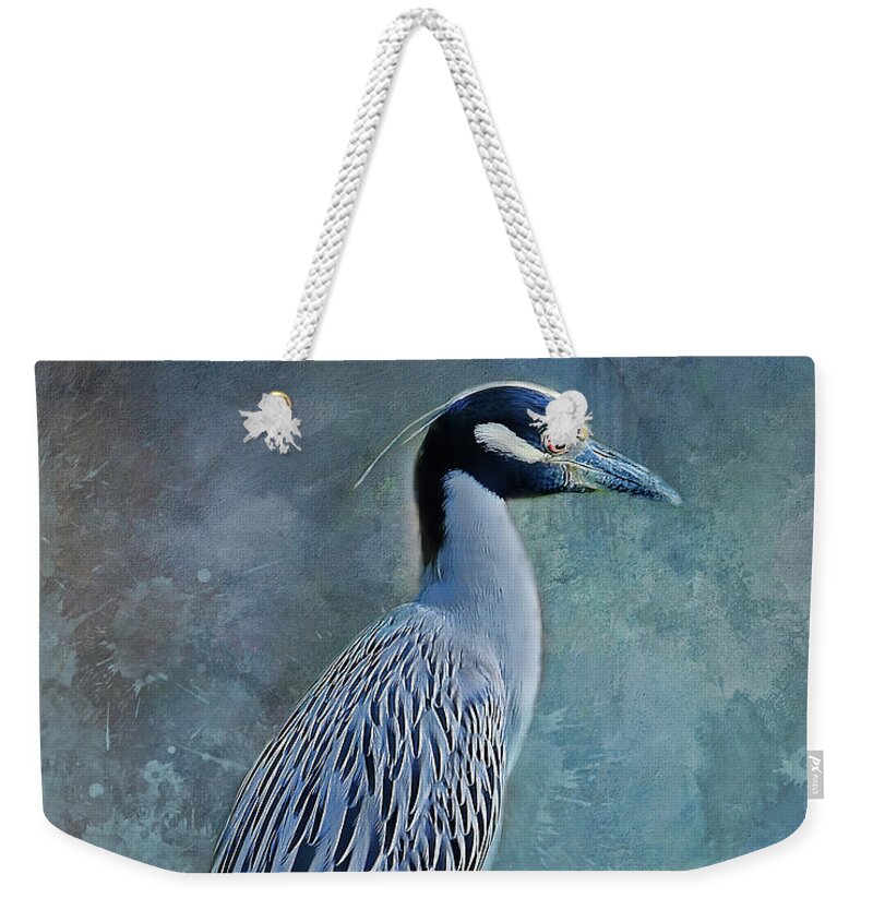Yellow Crowned Night Heron Weekender Tote Bag featuring the photograph Night Heron Blues by HH Photography of Florida