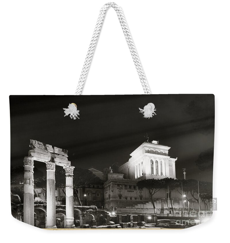 Forum Rome Weekender Tote Bag featuring the photograph Night Panorama in Rome by Stefano Senise