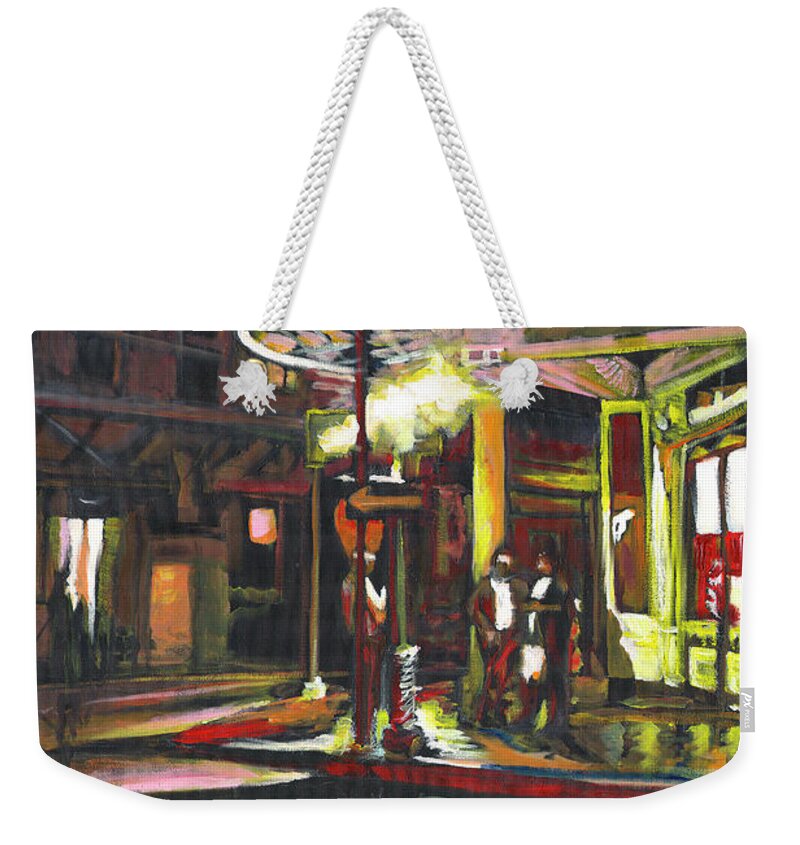 New Orleans Weekender Tote Bag featuring the painting Night Shift by Amzie Adams