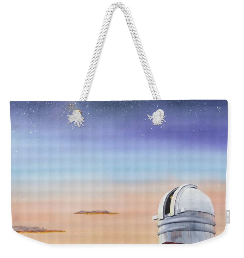 Telescope Weekender Tote Bag featuring the painting Night Shift by Joseph Burger