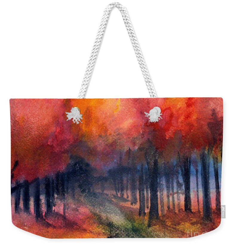 Nature Art Weekender Tote Bag featuring the painting Night Time among the Maples by Laurie Rohner