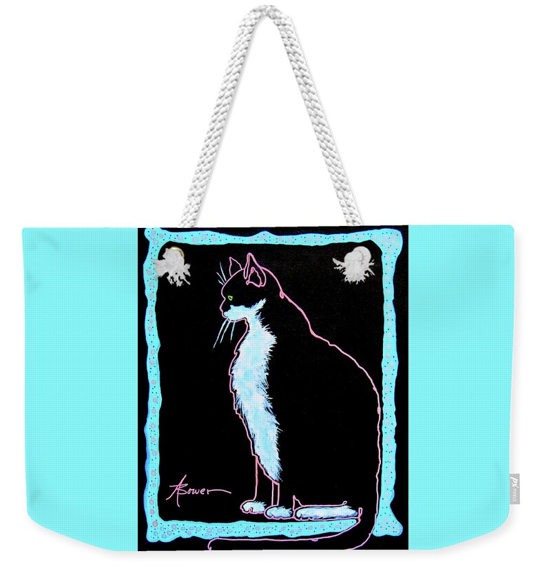 Cats Weekender Tote Bag featuring the painting Night Watch by Adele Bower