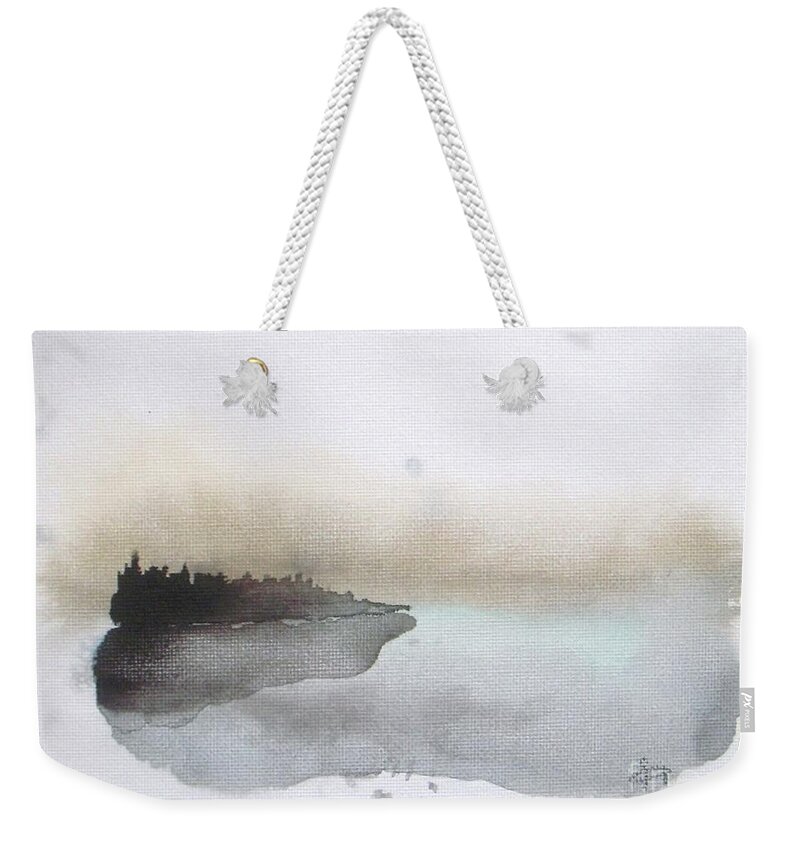 Seascape Weekender Tote Bag featuring the painting Nightfall on the Lake by Vesna Antic