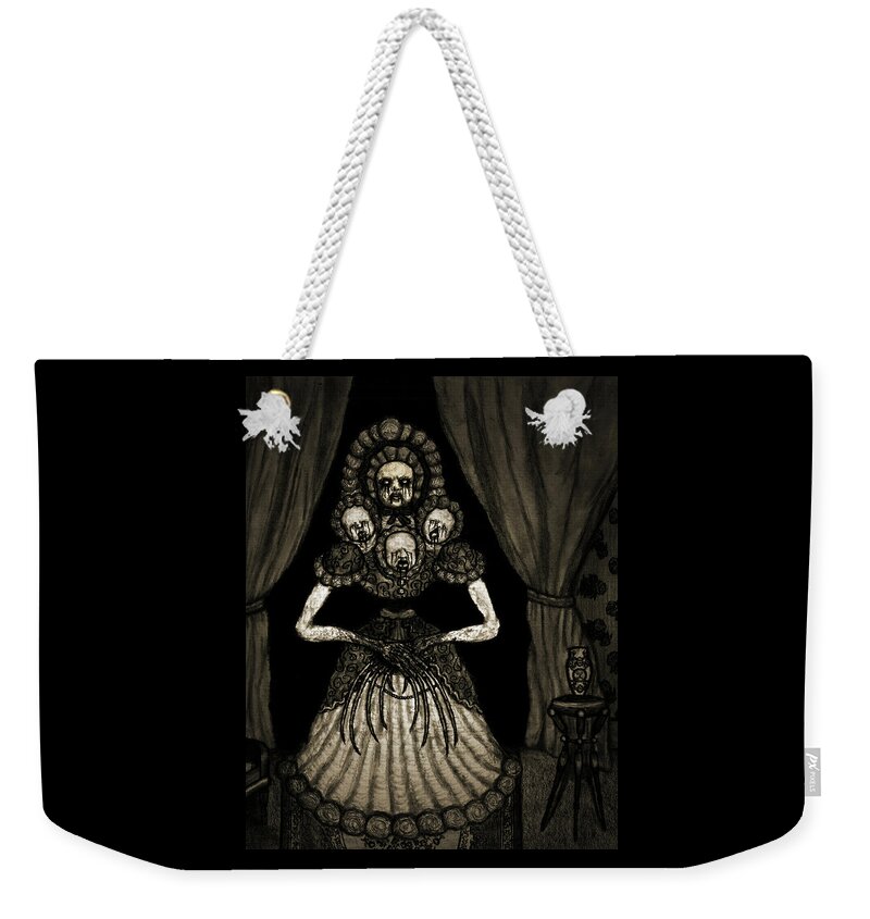 Horror Weekender Tote Bag featuring the drawing Nightmare Dolly - Artwork #2 by Ryan Nieves