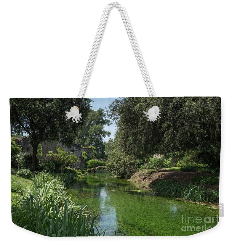 Ninfa Weekender Tote Bag featuring the photograph Ninfa Garden, Rome Italy 6 by Perry Rodriguez