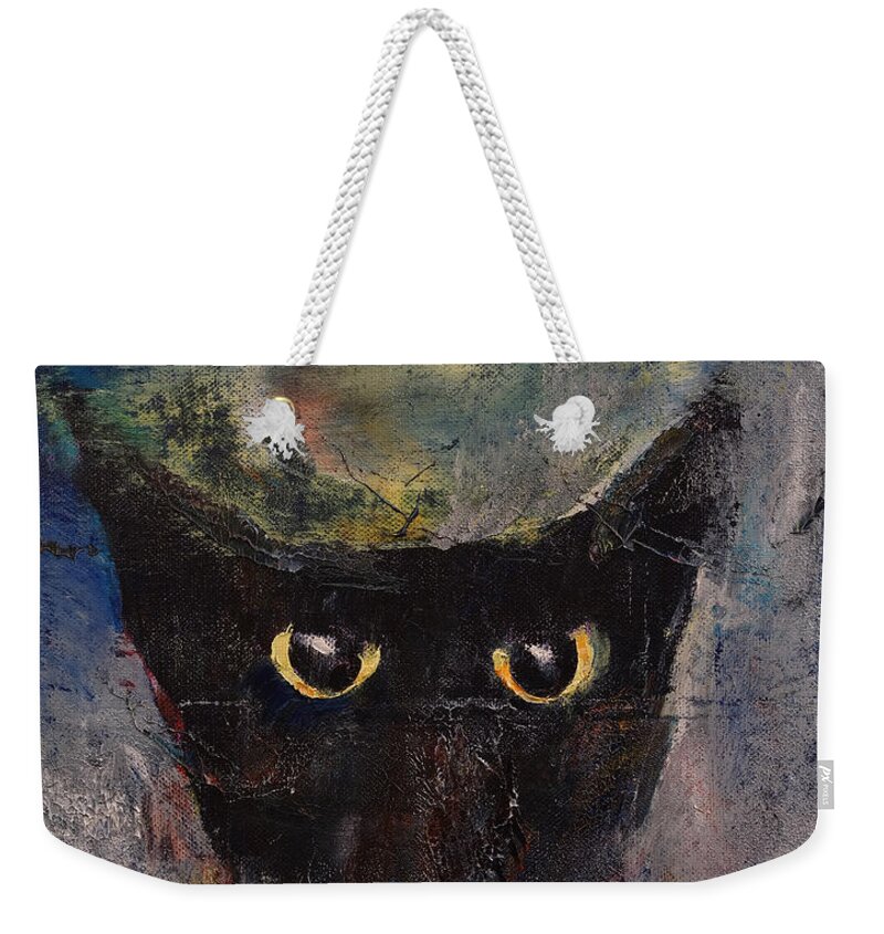 Art Weekender Tote Bag featuring the painting Ninja Cat by Michael Creese