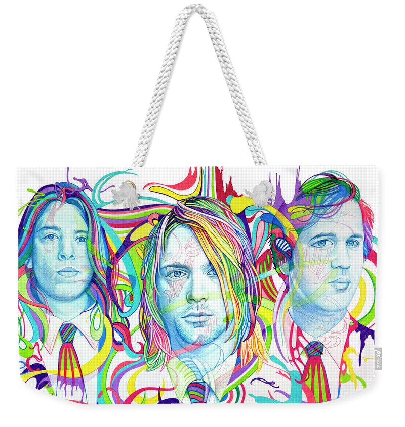 Nirvana Weekender Tote Bag featuring the drawing Nirvana by Joshua Morton