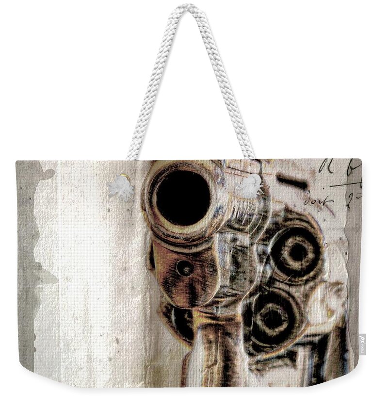 Revolver Weekender Tote Bag featuring the photograph No Guns Allowed by Jean Francois Gil