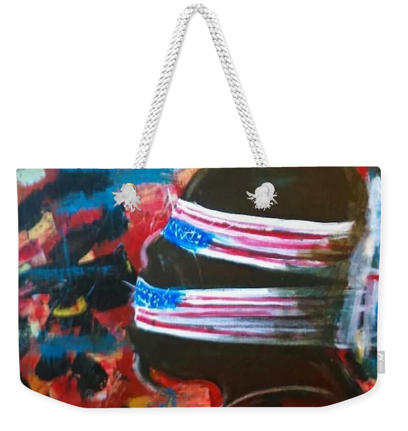 Bush Weekender Tote Bag featuring the painting No Liberty bushed out series by Tyrone Hart