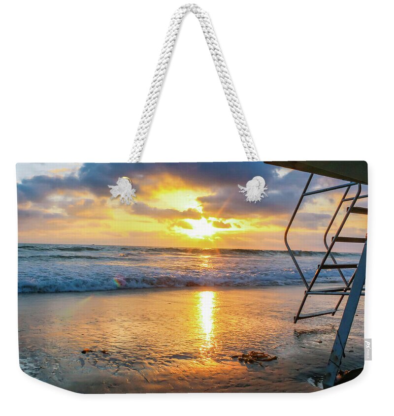 Beach Weekender Tote Bag featuring the photograph No Lifeguard on Duty by Alison Frank