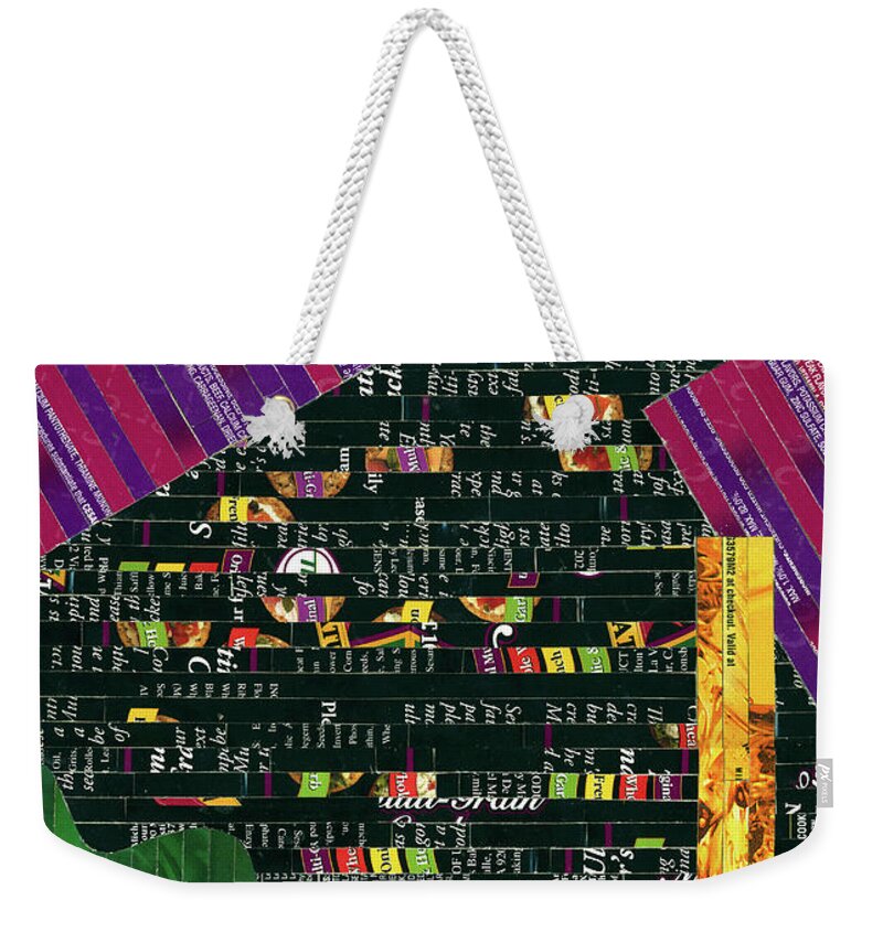 Paper Mosaic Weekender Tote Bag featuring the mixed media No Purchase Necessary by Diane Thornton