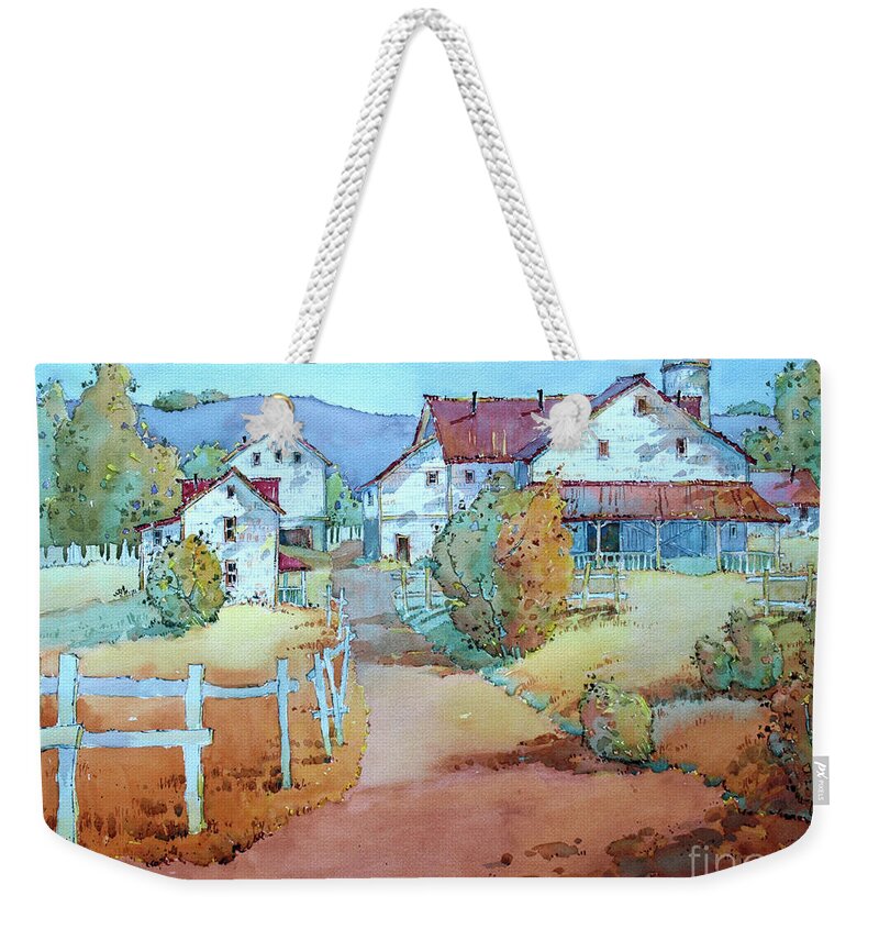 Farm Weekender Tote Bag featuring the painting No Work on Sunday by Joyce Hicks
