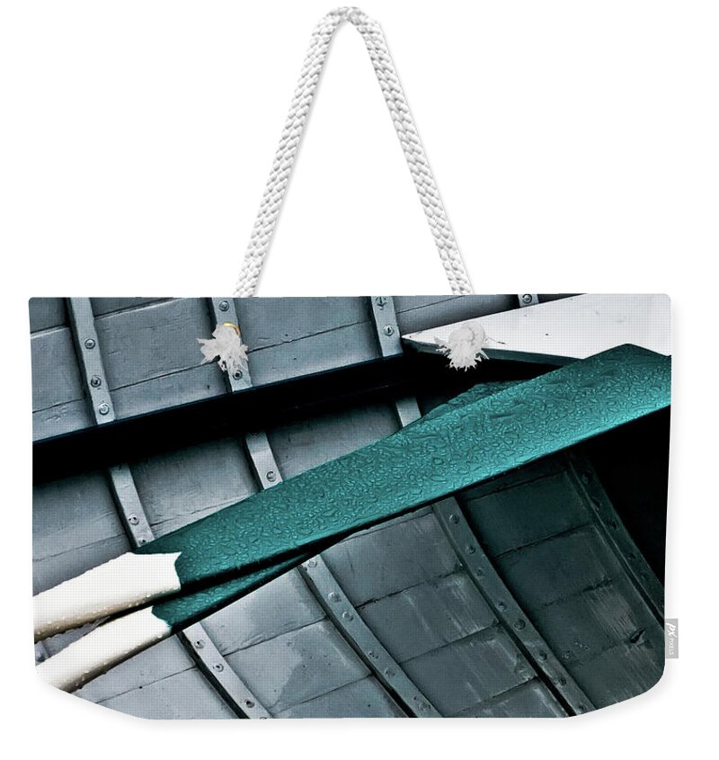 Oars Weekender Tote Bag featuring the photograph No Worries by Jeff Cooper
