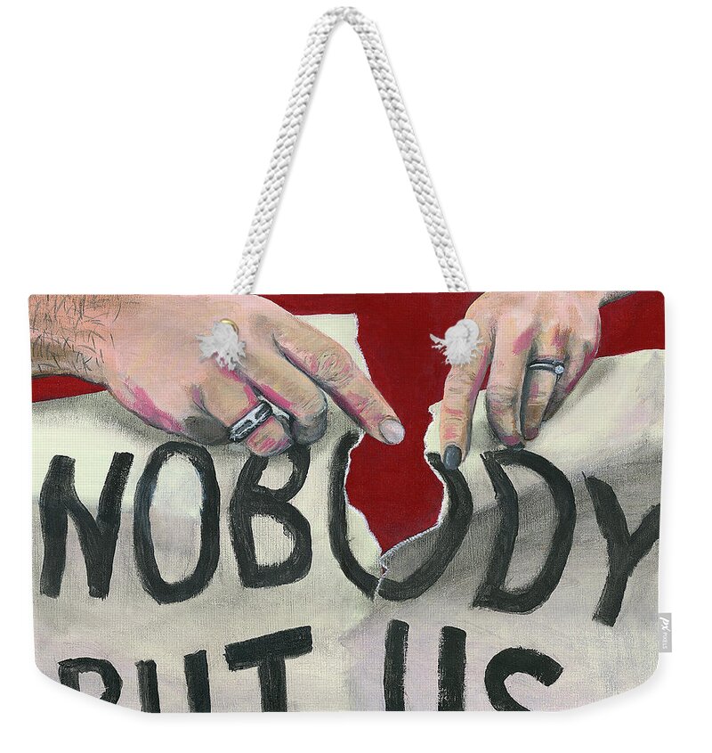 Hands Weekender Tote Bag featuring the painting Nobody But Us by Matthew Mezo