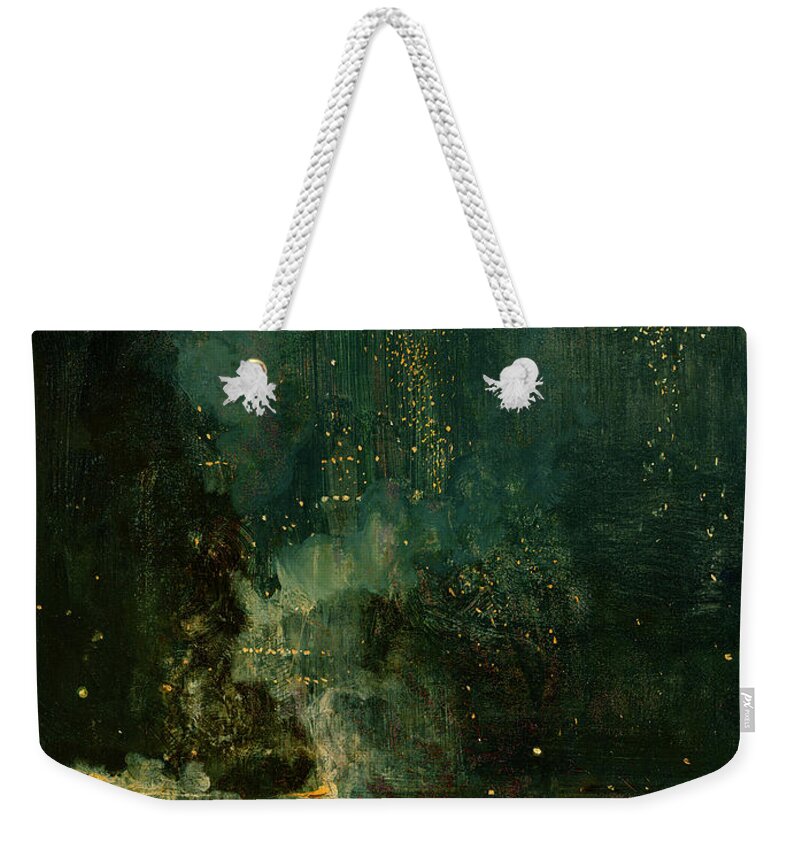 Nocturne Weekender Tote Bag featuring the painting Nocturne in Black and Gold - the Falling Rocket by James McNeill Whistler
