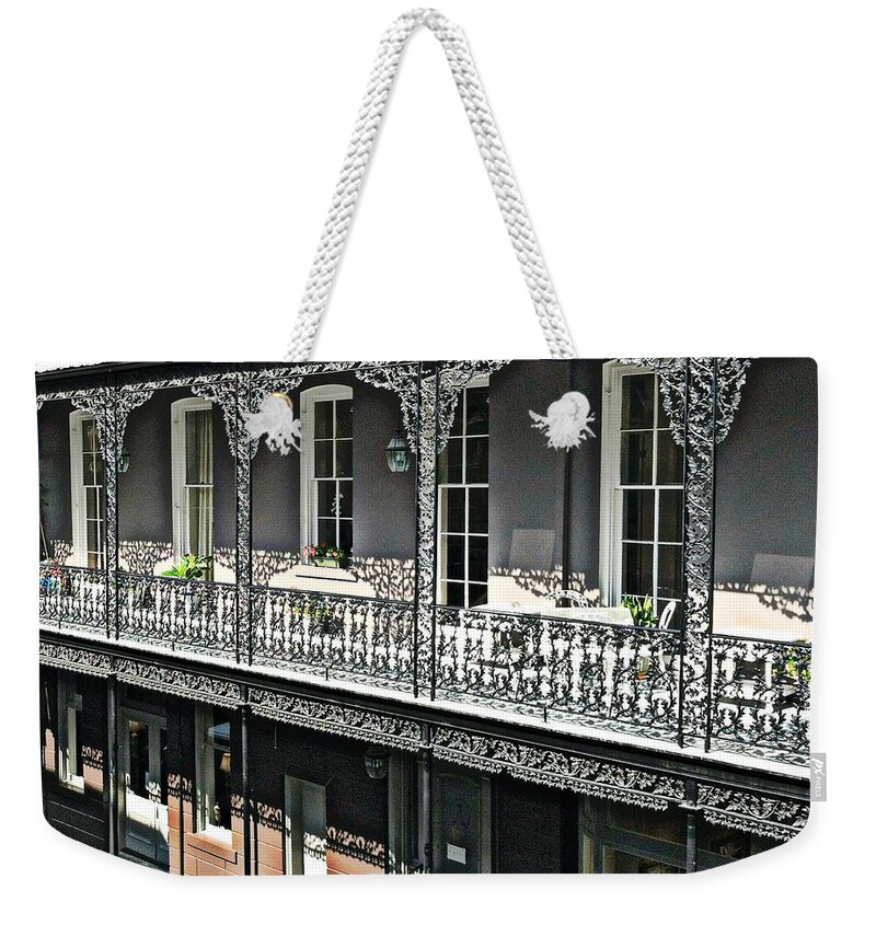 Wrought Iron Weekender Tote Bag featuring the photograph NOLA Wrought Iron by Mary Pille