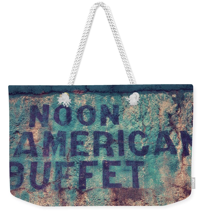 Diner Advertisement Weekender Tote Bag featuring the photograph Noon American Buffet by Toni Hopper