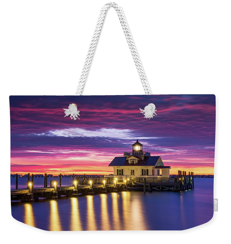 North Carolina Weekender Tote Bag featuring the photograph North Carolina Outer Banks Lighthouse Manteo OBX NC by Dave Allen