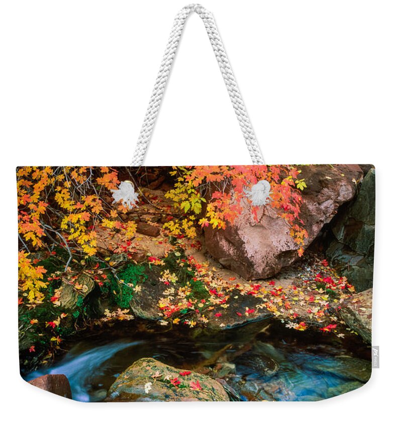 America Weekender Tote Bag featuring the photograph North Creek Fall Foliage by Inge Johnsson