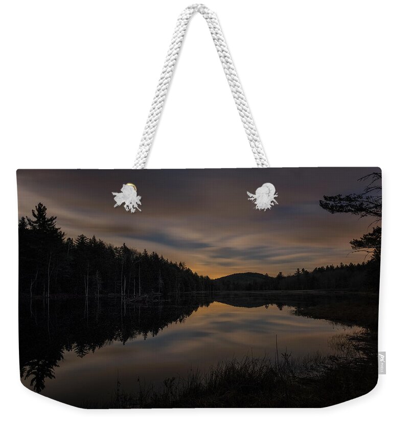 Marlboro Weekender Tote Bag featuring the photograph North Pond Road Twilight by Tom Singleton
