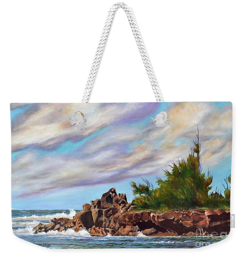 Seascapes Weekender Tote Bag featuring the painting North Shore Oahu by Larry Geyrozaga