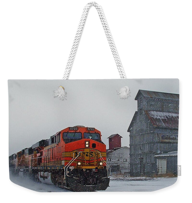  Weekender Tote Bag featuring the photograph Northbound Winter Coal Drag by Ken Smith