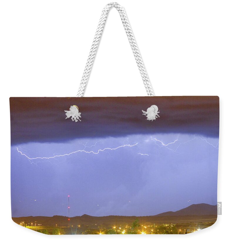 287 Weekender Tote Bag featuring the photograph Northern Colorado Rocky Mountain Front Range Lightning Storm by James BO Insogna