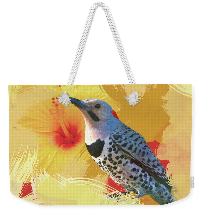 Bird Weekender Tote Bag featuring the photograph Northern Flicker Watercolor Photo by Hermes Fine Art