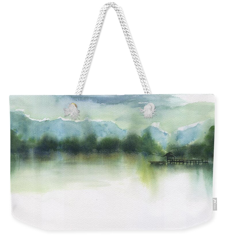 Northern Lake Weekender Tote Bag featuring the painting Northern Lake by Frank Bright